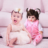 UCanaan Lifelike Reborn Baby Dolls with Soft Weighted Body Realistic Newborn Baby 22 Inch Girl with Gift Set for Children Age 3+