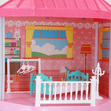 SURPCOS Dollhouse, Princess Doll House, Dreamhouse Building Toys with Furniture Accessories and Dolls, Cottage Pretend Play House Set, DIY Creative Gift for Girls Toddlers, 6 Rooms Pink