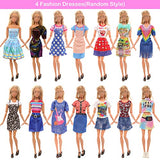 BARWA 18 Pack Doll Clothes and Accessories Including 4 Fashion Dresses 4 Sets Casual Outfits Tops and Trousers, Shorts 10 Bag Crown Necklace for 11.5 inch Girl Dolls…