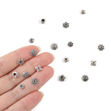 Quefe 360pcs Silver Spacer Beads Caps of 12 Styles Jewelry Accessories for Bracelet Necklace Jewelry Making