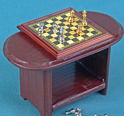 Chess table for Dollhouse * Miniatures Chess board and Full set of chess pieces in gift ! * decor accessories for dolls * miniatures accessories for Barbie 1:6 scale