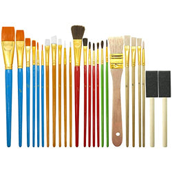 AUREUO All-Purpose Paint Brush Set Value Pack 25 PCS - 18 Nylon, 5 Bristle and 2 Foam Painting Brushes for Acrylic, Oil, Watercolor, Canvas, Paper, Face, Body, Nail, Rock, Model & DIY Crafts