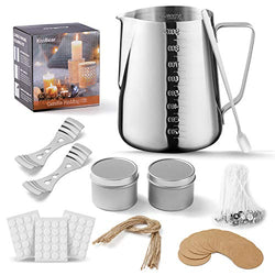 Candle Making Kit, KissBear 126 PCS DIY Candle Making Supplies with 900ml Candle Make Pouring Pot Candle Wicks Wicks Sticker 3-Hole Candle Wick Holder Candle Box Spoon and Tag for DIY Candles