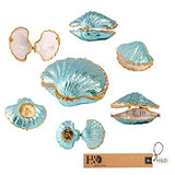 H&D Metal Glass Trinket Box Ring Holder Small Seashell Figurine Collectible Table Centerpiece (Pearl Mussel)