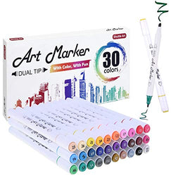 30 Colors Dual Tip Alcohol Based Art Markers,Shuttle Art Alcohol Marker Pens Perfect for Kids Adult Coloring Books Sketching and Card Making