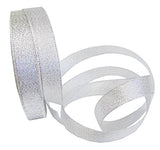 Silver Ribbon Metallic, 25 Yard 1" Sparkle Fabric Ribbon For Christmas Holiday, Gift Wrapping, Hair