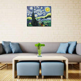 Muzagroo Art Van Gogh Starry Night Oil Painting Copy Hand Painted Wall Art for Living Room Vincent Van Gogh Canvas Art Painted by Hand Van Gogh Artwork Bedroom Wall Decor (20x24in)
