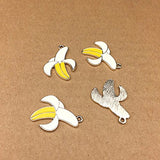 SANQIU 10PCS Enamel Banana Charm Fruit Pendant for Jewelry Making and Crafting