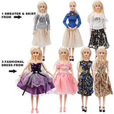 27 Pack Doll Clothes and Accessories - 1 Winter Coat 2 Jacket 4 Fashional Dress Cloth 5 Top and 5 Pants 10 Pairs Shoes, Size Suit for11 Inch Doll