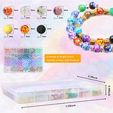 Yholin 1170PCS Beads for Jewelry Making Supplies Kit,8mm Acrylic Round Loose Beads in Different Patterns with Glass Stone Beads,Chakra Lava Beads,Spacers for Adults Bracelet Necklace Earring Making
