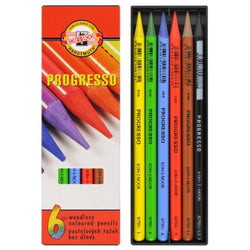 Koh-i-noor Progresso - 6 Woodless Coloured Pencils. 8755