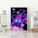 ICECHEN Butterfly Diamond Painting Kits for Adults, Butterfly Flower Diamond Art for Adults DIY 5D Dimond Pantings Round Full Drill Painting with Diamonds Kits Diamond Dots Home Decor 12x16inch