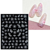 JMEOWIO 8 Sheets Spring Flower Nail Art Stickers Decals Self-Adhesive Pegatinas Uñas Black White Nail Supplies Nail Art Design Decoration Accessories