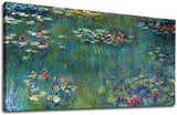 Claude Monet Water Lily oil painting on canvas, Hand-painted wall art, Abstract bedroom and living room decoration painting, Copy world famous paintings, Home decor artwork, frameless (70x140cm)