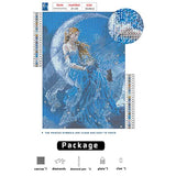 ELLONI 5D Diamond Painting Kits for Adults Diamond Art Kits Diamond Dots Kits for Adults Full Drill Fairy Sitting on the Moon Mosaic Embodery Arts Diamond Arts for Wall Decoration (12x16 inches, Blue)