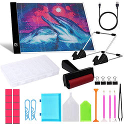 29 Pieces Diamond Painting Tool Including A4 LED Light Pad, Diamond Stitch Pen, Plastic Tray, Diamond Painting Roller, Stand Holder and Diamond Embroidery Box for Diamond Painting