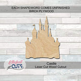 Castle Wood Cutouts for crafts, Laser Cut Wood Shapes 5mm thick Baltic Birch Wood, Multiple Sizes Available