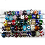 Mix Murano Glass Beads Fit European Charm Bracelet Silver Color Spacer by eART 100 pcs