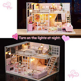 TuKIIE Miniature Dollhouse with Furniture, DIY Wooden Doll House Kit with Dust Proof & Music Movement, 1:24 Scale Creative Room Handcrafts Toys Birthday Gift for Children Teens