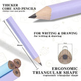 Short Fat Triangle Pencils for Beginners Jumbo Pencils for Preschoolers 6 pcs 3.5 Inch Wooden Pencils(Macaron color, 6)