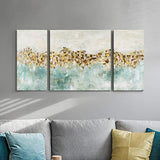 Golden Abstract Canvas Wall Art: Gold Foil Picture Hand Painted Oil Artwork Painting for Living Room Decor