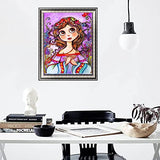 5D Diamond Painting Kit, Diamond Arts Flower Girl Paint with Diamonds Kits Round Full Drill Crystal Rhinestone Embroidery Cross Stitch for Home Wall Decor 15.7x19.7In