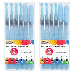 U.S. Art Supply 12-Piece Water Coloring Brush Pen Set of 12 (2 of each size - 01, 02, 03, 04,
