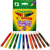 Crayola Short Barrel Colored Woodcase Pencils, 3.3 mm, 12 Assorted Colors/Set / 24 Pack
