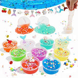 KIDDYCOLOR DIY Slime Kit Toy for Kids Girls Boys Ages 5-12, Ultimate Fluffy Slime Supplies Include 12 Color Clear Crystal Slime, 12 Slime Containers, 48 Packs Glitter Sheet Jars etc.