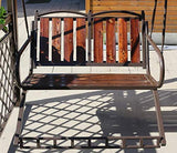NanTaoYan Outdoor Steel Hardtop Permanent Single roof Hard top gazebos Patio Garden Gazebo Including Swing Table and Chair (14X7 Gazebo(Wooden Swing))