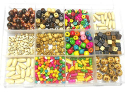 GOELX Largest Collection Of Craft Natural & Multicolored Wooden Beads 1000 Pc Kit For Jewellery