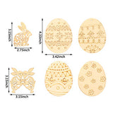 36 Pieces Easter Unfinished Wood Ornaments Cutouts Slices Tags DIY Egg Bunny Wooden Ornaments Easter Hanging Wooden Ornaments with Rope for Easter Party Decorations