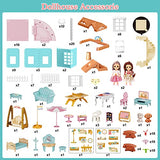 SINOMARS Doll House 7-8, Dollhouse Dreamhouse for Girls with Light, Chimney & Doll Figures, Castle Building Playset with Acceccories & Furniture, Pretend Play Princess House for Kids 4 5 6 9 Years Old