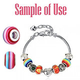 RUBYCA 50Pcs Mix Striped Large Hole Beads Acrylic fit European Charm Bracelet for Jewelry Making