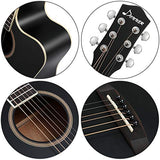 Donner DAG-1CB Black Beginner Acoustic Guitar Full Size, 41" Cutaway Guitar Bundle with Gig Bag Tuner Capo Picks Strap String
