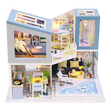 XLZSP DIY Dollhouse Miniature Kit Modern Swimming Pool Villa Building Model with Dust Proof Lights Wooden Dolls House Furniture Hand Craft Creative Room Puzzle Toy Children Kid Birthday Gift