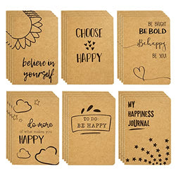 24 Pack Kraft Paper Notebook, Happy Journal, 80 Lined Pages (4 x 5.75 In)