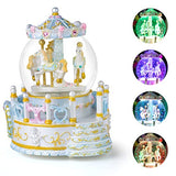 Mr.Winder Carousel Horse Music Box Gifts - Merry Go Round Snow Globe for Girls Women Wife Mom Daughter Valentine Anniversary Christmas Birthday Present Play You are My Sunshine