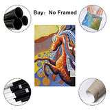 Hitecera Hand-Painted Oil Painting Horse Oil Paintings on Canvas Reflection Abstract Wall Art Decor Living Room Wall Decor 16x24inch(40x60cm)