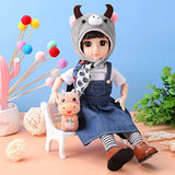 LoveinDIY 14.2 Inch BJD American Doll with Cloth Dress Up Girl Figure for DIY Customizing - Cattle