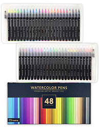 Gift Box : 48 Premium Watercolor Brush Pens, Highly Blendable, No Streaks, Water Color Markers,