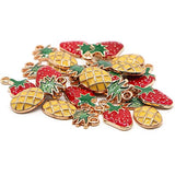 Buorsa 20 Pcs Straberry Charms and Pineapple Charms Fruit Shaped Pendants Bracelet Jewelry Making