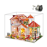 WYD European Style Beautiful Castle Style DIY Dollhouse Kit Double-Layer Castle Villa Assembly Model 3D Mini with Dust Cover and Music Movement