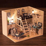 CONTINUELOVE DIY Miniature Doll House Kit - with Furniture, Led Lights and Dust Cover - Wooden Dollhouse Model Kit - The Best Toy Gift for Boys and Girls - Exquisite Toy House(Deep Blue Star Dream)