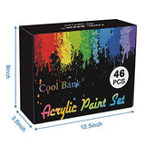 COOL BANK Acrylic Paint Set, 46 Piece Professional Painting Supplies Set, Includes 24 Acrylic Paints, 12 Painting Brushes, Canvas, Palette, Acrylic Painting Pad, for Artists,Students and Kids
