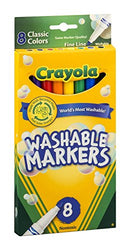 Crayola Ultra-Clean Washable Markers, Color Max, Fine Line Classic Colors 8 Ea (Pack of 12)