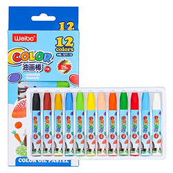 WEIBO Color Oil Pastel, Crayons, 12Colors Set for Kids Children Student, Nontoxic Oil Pastels Set for Indoor Activities at Home, Art School Supplies