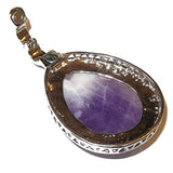 Amethyst Pendant 06 Premium Purple Chevron Teardrop Crystal Godess Artisan Stone 2.3" (Gift Box)