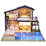 Yosoo DIY Miniature Dollhouse Kit,Green House with Furniture and LED,Wooden Dollhouse Kit,Best Decorative Ornament for Kid Child(Without Dustcover)