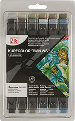 Zig Gray Colors Kurecolor Twin WS Marker Set 12/Pkg